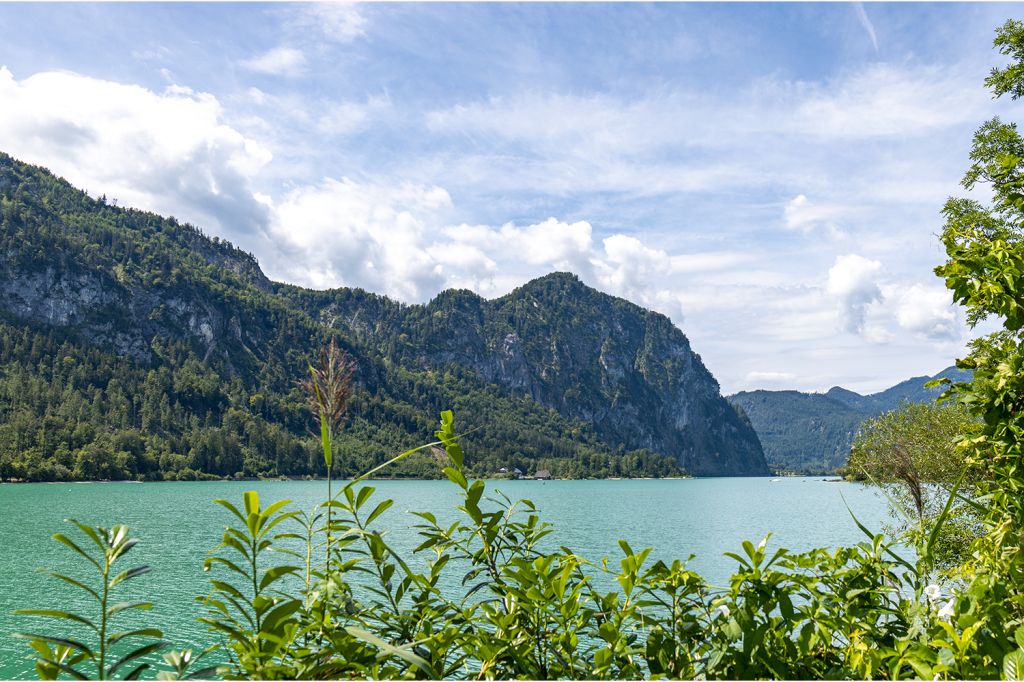  - Hunde dürfen übrigens am zu St. Gilgen gehörenden Südufer (Kreuzstein) ins Wasser. Außerdem gibt es am Westufer zwischen Plomberg und Scharfling freie Seezugänge, von denen aus Dein Hund ins Wasser darf. Mehr Infos, wenn Du unten auf den Mondsee-Link klickst. - © alpintreff.de - Christian Schön