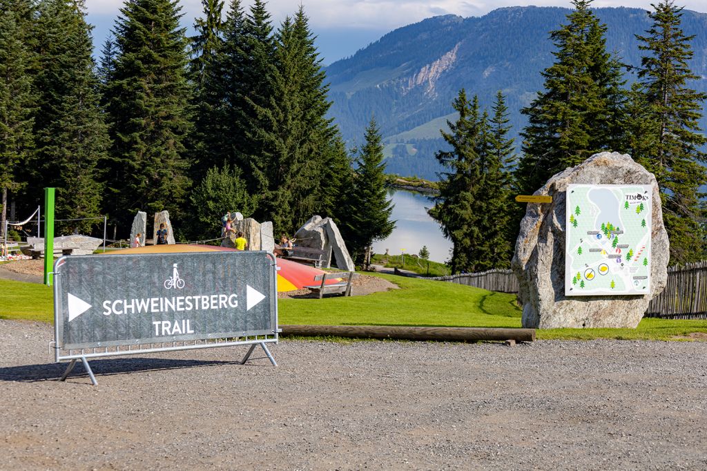 Downhill - Ein echtes Bergerlebnis bietet der Schweinestberg-Trail. Er startet ein Stück unterhalb der Bergstation der Streubödenbahn. Im Kinderspielparadies Timoks Wilder Welt gibt es einen Hinweis. - © alpintreff.de - Silke Schön