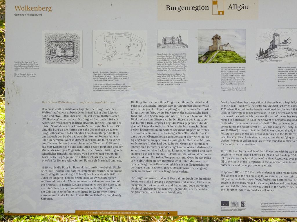 Burgruine Wolkenberg - Wildpoldsried - Auf der Infotafel findest Du alles Wissenswerte rund um die Burgruine. - © Burgfreunde Wolkenberg e.V.