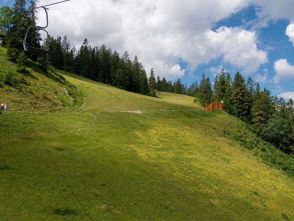 Skipisten Krinnenalpe - Blick auf die Skipisten während der Bergfahrt zur Krinnenalpe
 - © alpintreff.de / christian schön