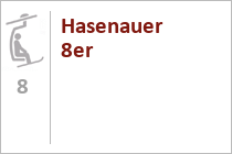 Ehemaliges Wahrzeichen von Saalbach: Die feuerroten Fünfergruppen der Kohlmaisgipfelbahn. Seit 2018 leider Geschichte. • © alpintreff.de / christian schön