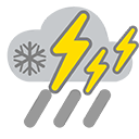 starkes Gewitter mit starkem Regen - Schnee, Hagel und Graupel möglich