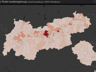 Corona-Karte des Landes Tirol auf Ebene der Gemeinden.