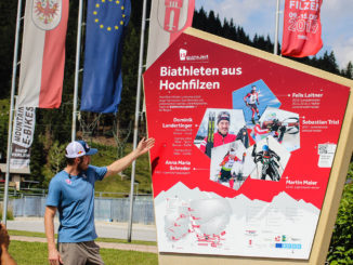 Der Biathlon-WM-Pfad in Hochfilzen, präsentiert von Dominik Landertinger. // Foto: SMPR