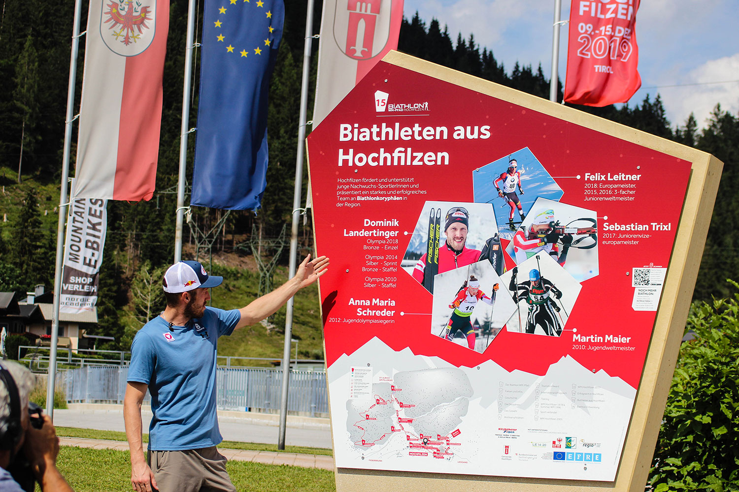 Der Biathlon-WM-Pfad in Hochfilzen, präsentiert von Dominik Landertinger. // Foto: SMPR