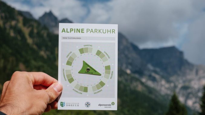 Die Alpine Parkuhr gibt die geplante Rückkehr an. // Foto: Alpenverein, S. Schöpf