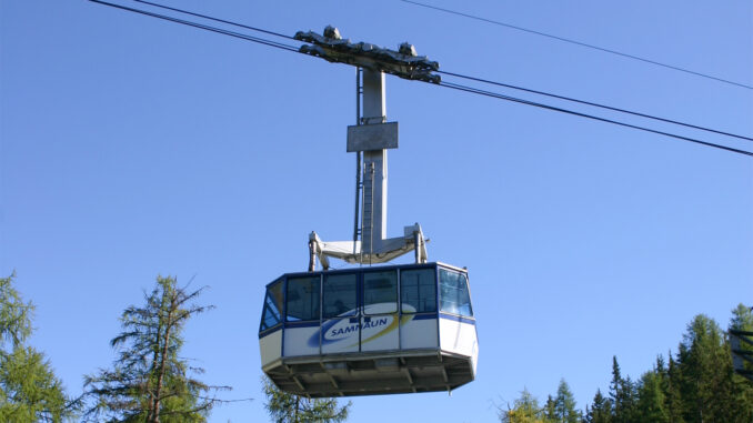 Luftseilbahn L2 in Samnaun. In diesem Sommer in Betrieb.